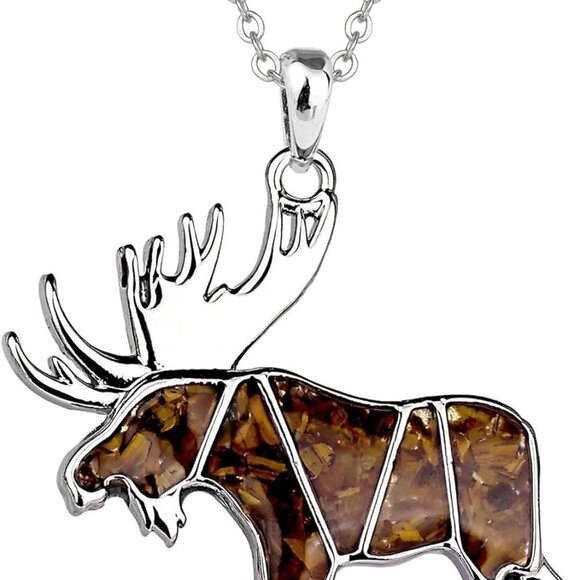 Jewelry - Gemstone Animal Necklace Turquoise Tiger's Eye Tumbled Chips Animal Pendant Neck